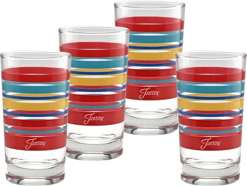 Vista 3 de Fiesta Stripes - Vaso de jugo de 7 onzas con licencia oficial (juego de 4) (colección Bright Stripes)