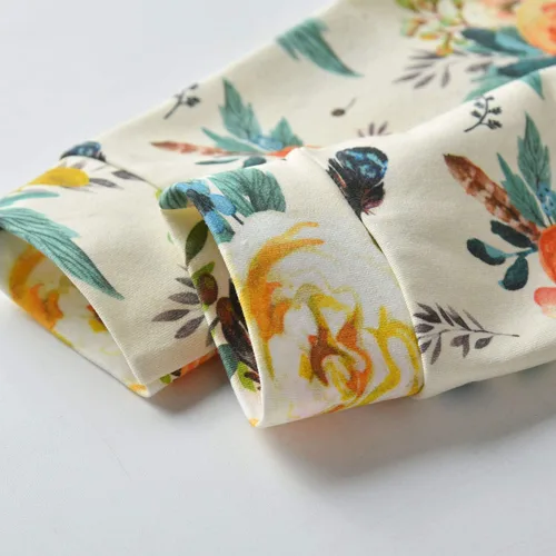 Vista 7 de Conjunto de sudadera con capucha floral de manga larga para bebé niña con bolsillo y diadema