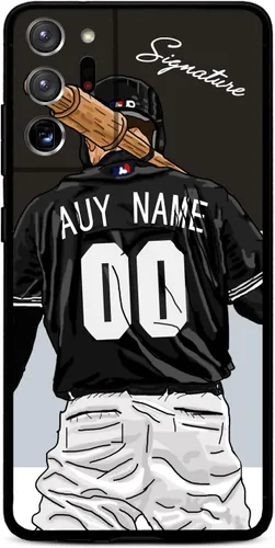 Vista 9 de Funda de béisbol personalizada con nombre y número para Samsung Galaxy Note 20/20 Ultra 10 Pro Note 9 8, silicona líquida con protección de cámara