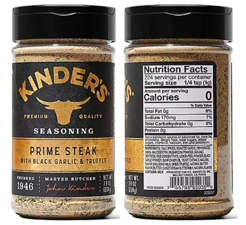 Vista 2 de Kinders condimento Prime Steak con ajo negro y trufa frotado Cero calorías, cero grasa y apto para dieta cetogénica, paquete de 2 de 7.9 onzas