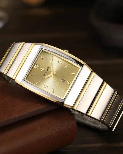 Vista 7 de WWOOR Relojes cuadrados para hombres y mujeres, reloj cuadrado de acero inoxidable para hombre con fecha, reloj casual con fecha cuadrada