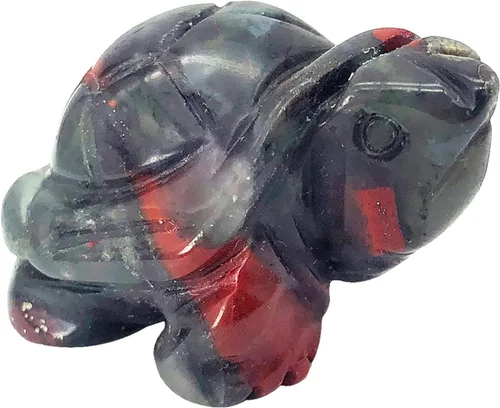 Vista 8 de Fekuar Estatua de tortuga de piedra de jaspe de dálmata, escultura coleccionable de animales de tortuga tallada a mano, cristal curativo Fengshui