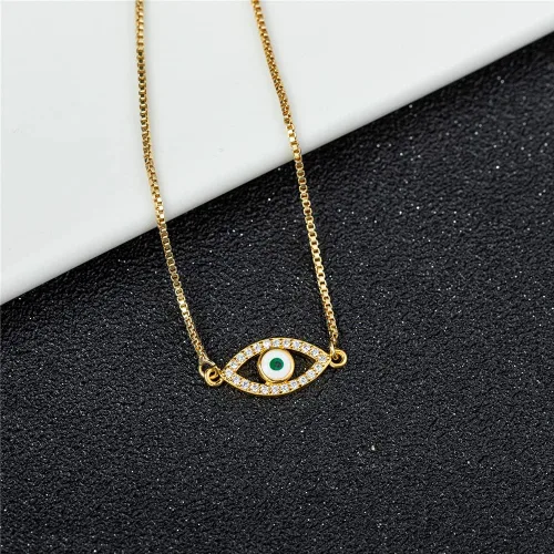 Vista 5 de Pulsera delicada chapada en oro real de 14 quilates para mujeres y hombres eslabones de cadena de oro ajustable con eslabones de ojo malvado Hamsa