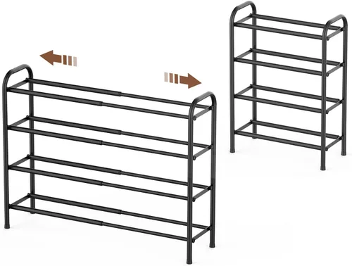 Vista 9 de Gonfoam Zapatero expandible de 2 niveles, estante ajustable para zapatos, organizador de almacenamiento de metal resistente, zapatero de pie