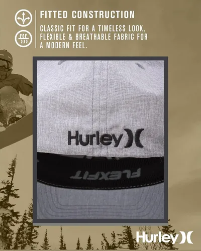 Vista 33 de Hurley Gorras para hombre - One & Only Flexfit Textures Cap - Sombreros ajustados para hombre, S-XL