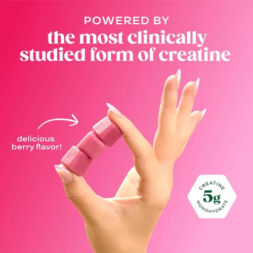 Vista 3 de Gomitas de monohidrato de creatina Bloom, 5g por porción, gomita de creatina sin azúcar para entrenamiento, fuerza, salud cognitiva y apoyo muscular