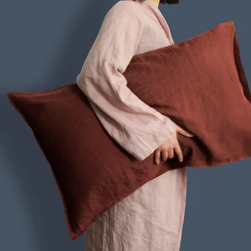 Vista 39 de Linen World - Juego de 2 fundas de almohada de lino francés, fundas de almohada que absorben la humedad lavadas a la piedra