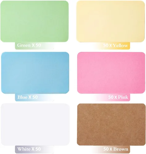 Vista 3 de Primbeeks 300 tarjetas de visita prémium (6 colores Kraft, en blanco, pequeñas 3.5 x 2.2 pulgadas, lisas)