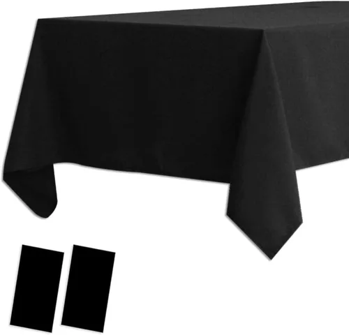 Vista 12 de Paquete de 4 manteles de plástico desechables de plástico para barbacoa, picnic, cumpleaños, bodas, fiestas, impermeables, a prueba de aceite, Negro