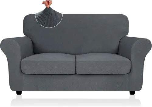 Vista 37 de ZNSAYOTX 2026 Funda de silla a rayas de 2 piezas (79 cm - 117 cm), funda de sillón elástica gruesa con banda elástica antideslizante y lazos