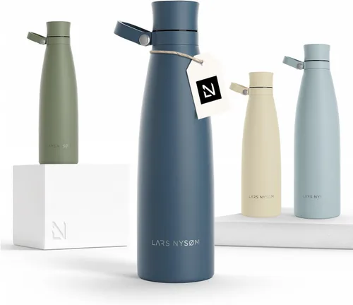 Vista 11 de LARS NYSØM Botella de agua aislada de acero inoxidable de 25 onzas, 34 onzas, frasco térmico aislado para bebidas calientes y frías, botella a Beige