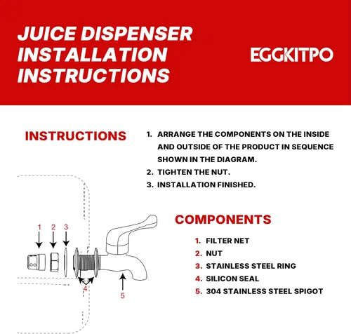 Vista 9 de EGGKITPO Dispensadores de bebidas de 1.5 galones con grifo y elegante soporte para fiestas, dispensador de limonada de policarbonato con soporte