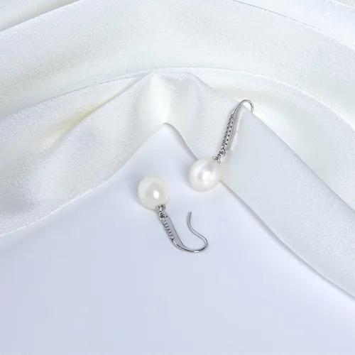 Vista 3 de 925 Sterling Silver Elegant Dangle Freshwater Pearl Earrings for Women - AKOCIDY