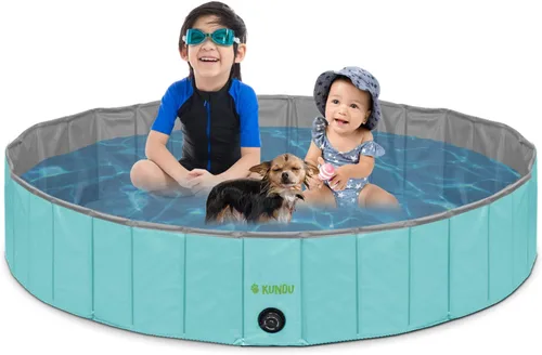 Vista 8 de KUNDU Redonda (32 pulgadas de diámetro x 8 pulgadas de profundidad) PVC resistente al aire libre para mascotas y niños piscina / bañera - portátil