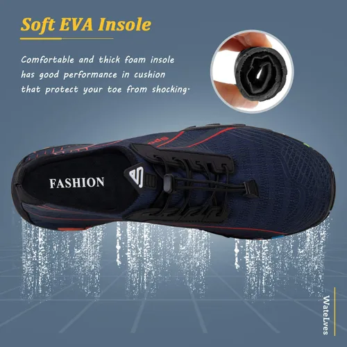 Vista 5 de WateLves - Zapatos de agua para hombres y mujeres, para natación, playa, piscina, surfear, hacer yoga o aeróbico acuático, calcetines para el agua