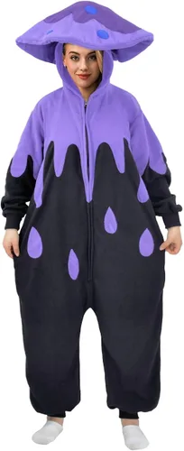 Vista 2 de XIGUAGUO Disfraz de hongos de dibujos animados para adultos, disfraz de animal para cosplay, Navidad, ropa de dormir para mujeres y hombres