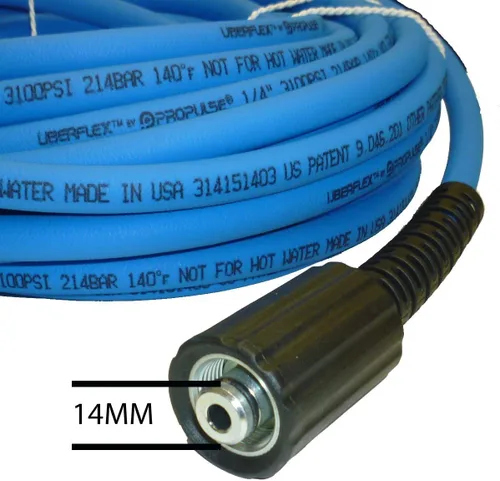 Vista 2 de UBERFLEX - Manguera de lavado a presión resistente a los golpes, 1/4 de pulgada x 25 pies, de 3100 psi, con dos (2) conectores de 22 mm