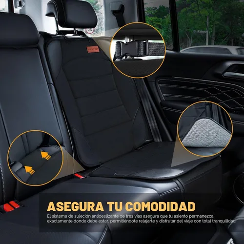 Vista 3 de Siivton Protector de Asiento de Coche para Asiento de Niño, Funda Impermeable para Asientos de Cuero y Tela, 2 Bolsillos de Malla, Fondo Negro