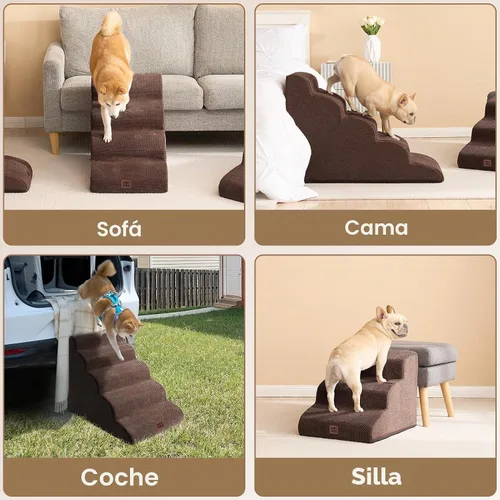 Vista 7 de EHEYCIGA Rampa curvada para escaleras para perros, camas altas de 4