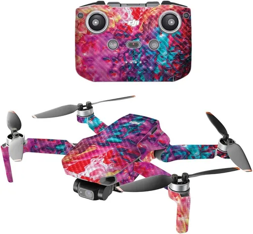 Vista 11 de MIGHTY SKINS Fibra de carbono compatible con el dron portátil DJI Mini 2, humo brillante, acabado de fibra de carbono texturizado protector