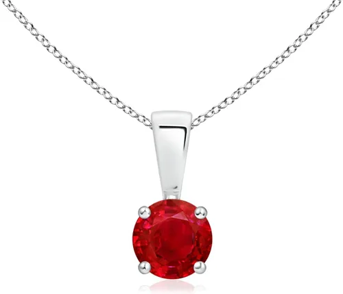 Vista 19 de Angara Round Ruby Solitaire Necklace in Sterling Silver A-Good