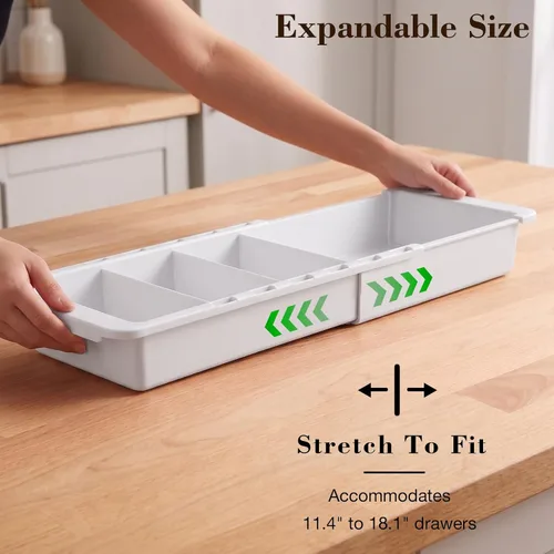 Vista 2 de Organizador de tazas medidoras expandible y organizador de cuchara medidora para cajones profundos, organizador de cajones de cocina ajustable