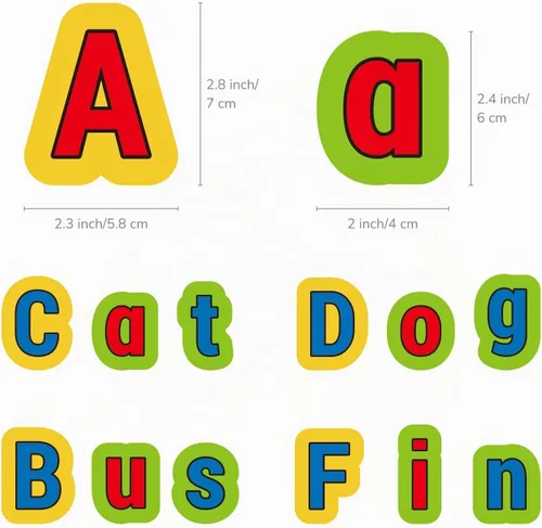 Vista 3 de CHEFAN Letras de Alfabeto de Fieltro, Juguetes de Aprendizaje del ABC, 26 Letras Minúsculas y 26 Letras Mayúsculas de Ortografía