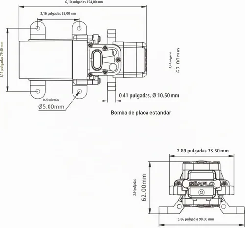 Vista 7 de SEAFLO Bomba de diafragma de presión de agua serie 21 – 12 V CC, 1.2 GPM, 35 PSI, interruptor de presión ajustable, autocebante, funcionamiento