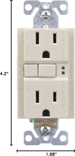 Vista 7 de EATON SGF15V Arrow Hart Duplex Gfci Receptáculo, 125 Vac, 15 A, 2 Polos, 3 Alambres, Marfil