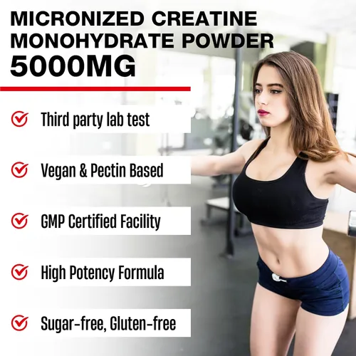 Vista 8 de Creatina HMB, creatina en polvo para hombres y mujeres, monohidrato de creatina micronizada para crecimiento muscular y recuperación y mayor fuerza