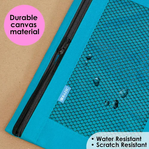Vista 3 de BAZIC PRODUCTS Estuche para lápices de 3 anillos con agujeros de anillos reforzados con remaches, bolsa de malla de color pastel con cremallera