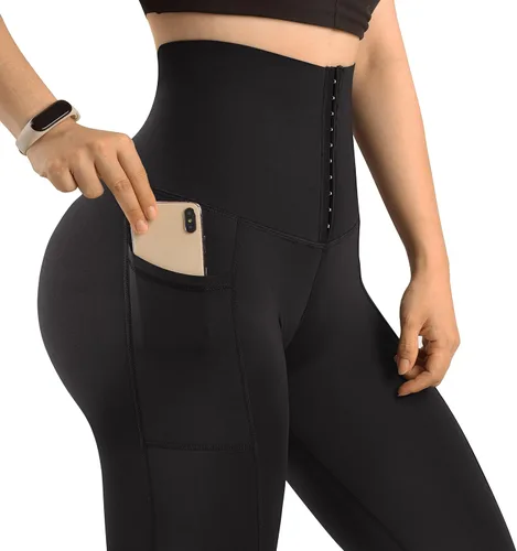 Vista 3 de KUNISUIT Corsé de cintura alta para mujer, leggings de entrenamiento de cintura, pantalones de yoga moldeadores de cuerpo, mallas deportivas