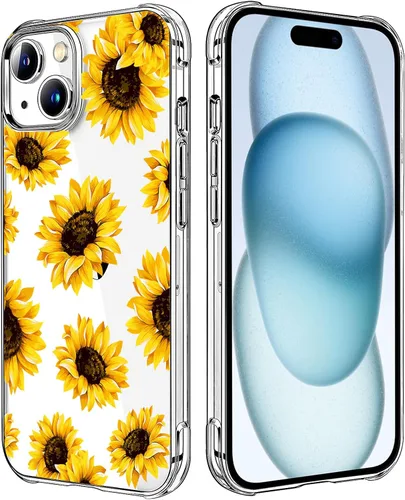 Vista 85 de Funda transparente de girasol compatible con iPhone SE 2022 SE 2020 7 8, funda trasera floral para niñas y mujeres, funda protectora transparente