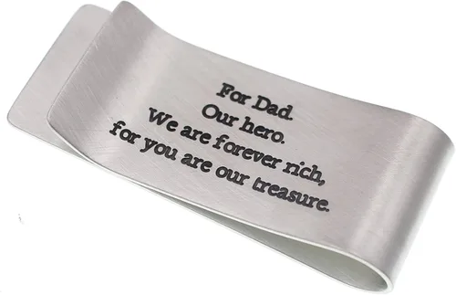 Vista 3 de Engraved Money Clip for Men Personalized .925 Sterling Silver Valentine's Day Present for Husband Anniversary Boyfriend Custom Slim Minimalist Front