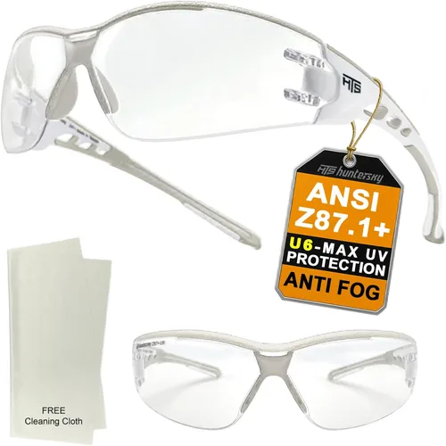 Vista 19 de HTS HUNTERSKY Gafas de seguridad de tiro envolventes U6 transparentes, antiniebla y antiarañazos, ligeras y súper flexibles con ANSI Z87.1