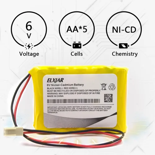 Vista 4 de Paquete de 2 baterías Ni-CD de 6 V y 800 mAh compatibles con 705105, Emergi-Lite 0018701, 850.0054 850.0035, OSI OSA013AA CUSTOM-125 Dantona
