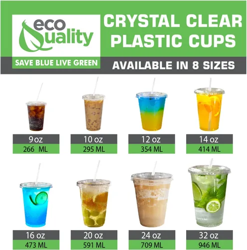 Vista 6 de Vasos desechables de plástico transparente extra grandes con tapas y pajitas, 100 unidades, 24 onzas (onzas) taza de PET transparente para batidos