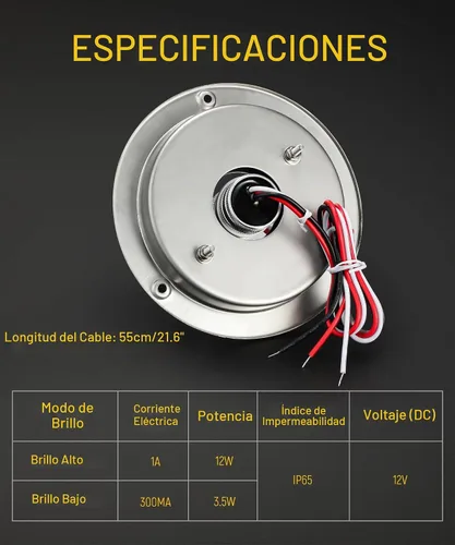Vista 4 de Partsam Kit de 2 luces de sandía con lente de vidrio rojo, luces LED de parada y giro con bisel de acero inoxidable y base de repuesto para Lente