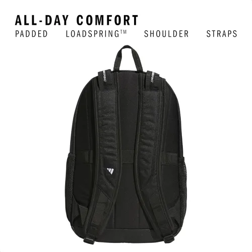 Vista 4 de adidas Mochila unisex Prime para trabajo, bolsa para laptop, mochila de viaje para mujeres y hombres con compartimento acolchado para laptop, Negro