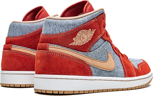 Vista 3 de Jordan Air 1 Mid SE DM4352 600 Denim Red Suede - Talla 10.5, CinnabrioCáñamo-blanco
