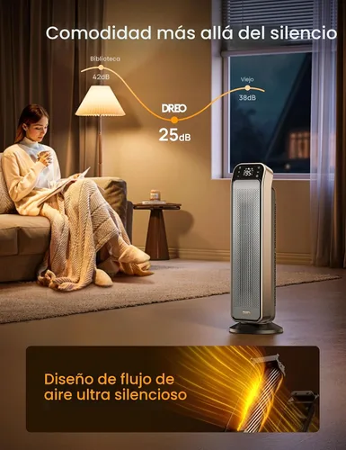 Vista 6 de Dreo Calentador de espacio para interiores, calentador de habitación portátil rápido de 25 pulgadas, 11.5 pies/s con control remoto y termostato, 3