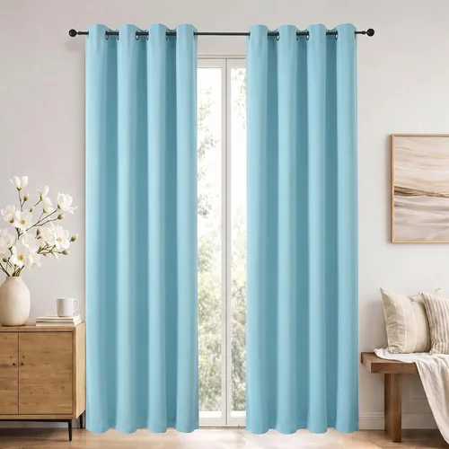 Vista 25 de Simplebrand Cortinas blancas puras de 96 pulgadas de largo para oscurecer la habitación, juego de 2 paneles para dormitorio/sala de estar, bloqueo