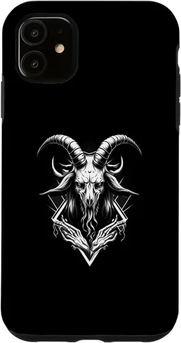 Vista 5 de iPhone 15 Goat Baphomet - Funda demoníaca gótica oculta