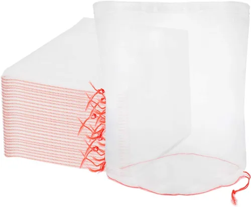 Vista 16 de Bolsas de cobertura de frutas contra pájaros, 25 bolsas de malla de protección de frutas de 4 x 6 pulgadas con cuerda, red para árboles frutales