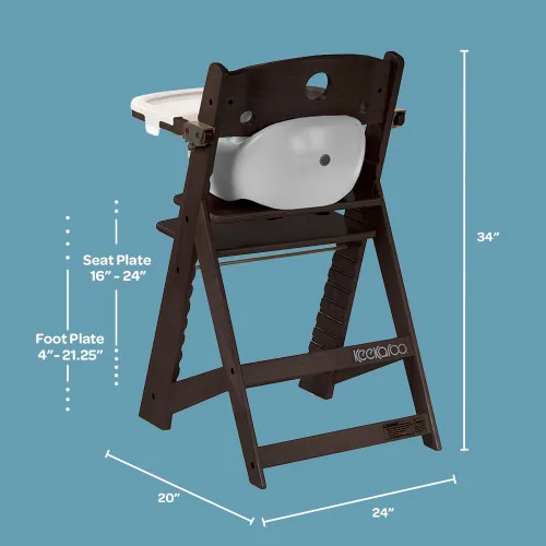 Vista 5 de Keekaroo Silla alta Height Right™ con inserto y bandeja para bebés, espresso/aguamarina (0051424KR-0001)