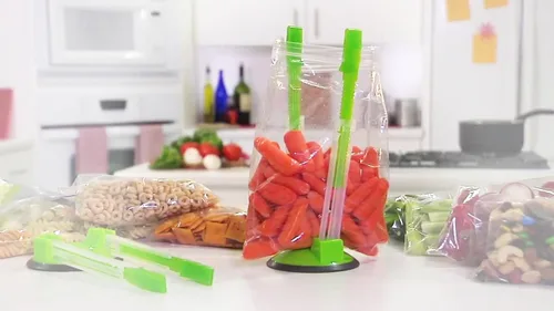 Vista 7 de Ruibo Soporte de estante holgado para preparación de alimentos/bolsa Ziplock, planificación de comidas/soporte de plástico para bolsas