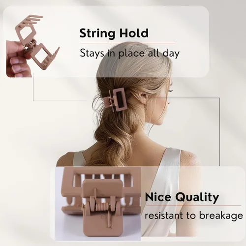 Vista 3 de Pinzas pequeñas para el cabello para mujeres y niñas, pinzas rectangulares medianas de 2 pulgadas para cabello fino/fino, mandíbula mate de sujeción