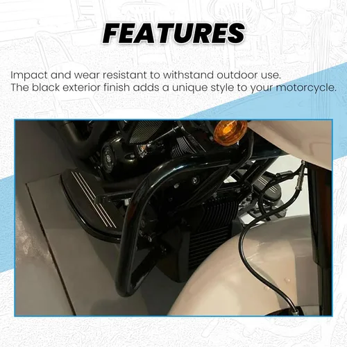 Vista 5 de ECOTRIC Barras protectoras de soporte para alforja compatibles con Harley Davidson Touring Street Road Glide FLH 2014-2024, color negro
