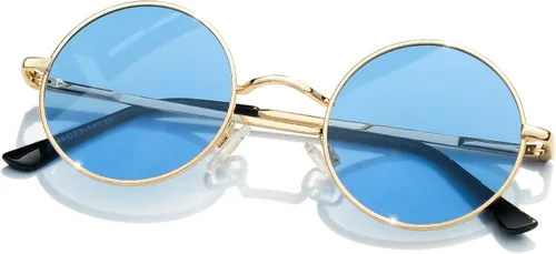 Vista 27 de KANASTAL Gafas de sol redondas polarizadas para mujeres y hombres, estilo hippie con protección UV400