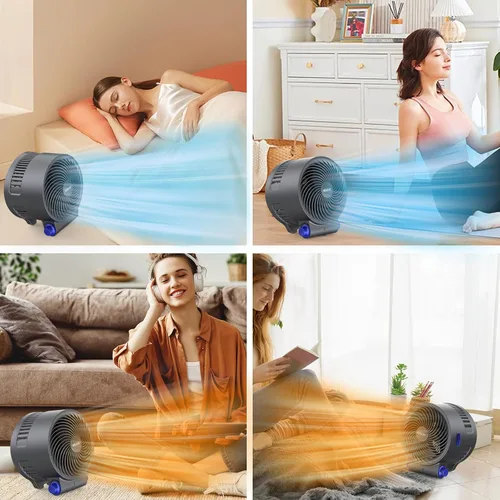 Vista 6 de shinic - Ventilador de escritorio y calentador combinado, ventilador portátil de circulación de aire de enfriamiento, protección contra inclinación